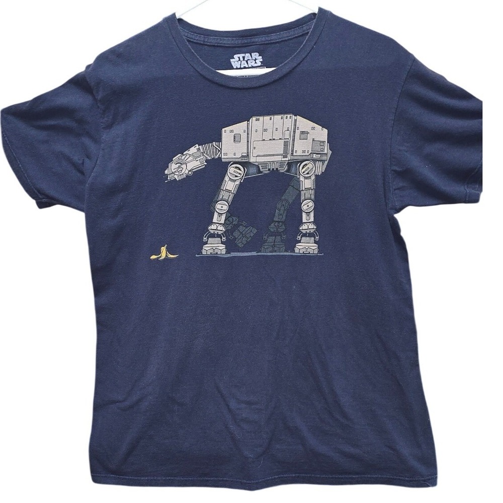 Star Wars WeLoveFine AT-AT Banana Peel Graphic T-Shirt Navy‎ Blue Mens Large L